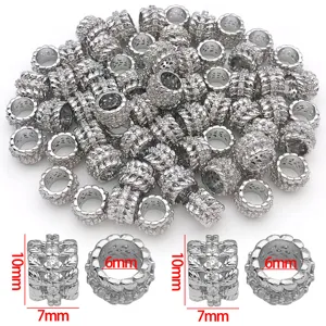 Silver plated brass rhinestone spacer beads for DIY jewelry making accessories 10x7mm