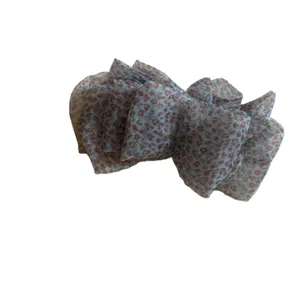 Korean fluffy leopard bow hair clip large organza ponytail clip fashion hair accessory