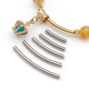Stainless steel vacuum plated gold silver curved tube DIY jewelry pendant accessories detail