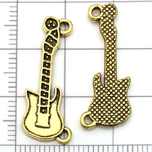 Breloques de guitare en alliage dore antique pour fabrication de bijoux collier bracelet DIY.