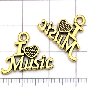 Pendentif breloque amour musique en alliage or antique pour bracelet DIY collier bijoux accessoires.