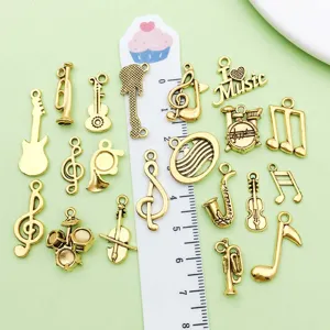 Pendentifs breloques en métal instruments de musique or antique pour bijoux