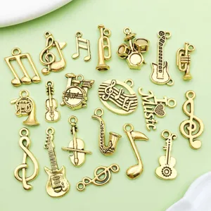 Pendentifs breloques instruments de musique en alliage or ancien pour bracelet DIY