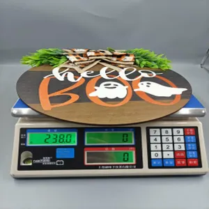 Halloween Hello BOO Holz-Türschild wiegt 238,0 Gramm auf einer digitalen Waage