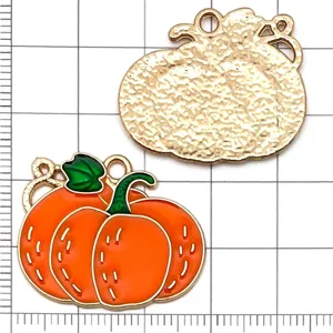 Pendentif en métal citrouille émaillé bricolage artisanat bijoux fête Thanksgiving