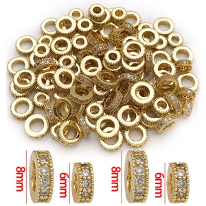 Verguldde strass tussenkralen voor diy armband sieraden maken in 8mm en 6mm maten.