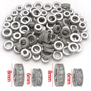 Silber vergoldete Strass-Zwischenperlen fuer DIY Armbder, detaillierte 8mm und 6mm Groesse.