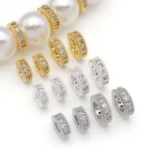 Gold und Silber beschichtete Zirkon Abstandshalter Perlen fuer DIY Schmuckherstellung