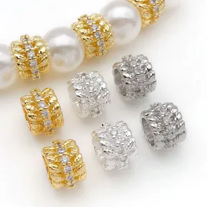 DIY copper gold and silver plated wheat zircon spacer beads jewelry accessories