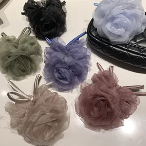 Chouchous à Cheveux Fleur en Organza pour Femmes Élégant Nœud Ruban Élastique Cheveux Accessoires Floraux