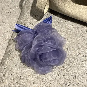 Chouchou de cheveux fleur en organza violet accessoire élégant de fée pour femme chic