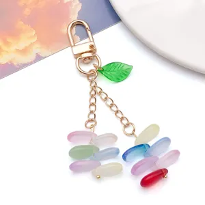 Kleurrijke doorzichtige glazen druppel sleutelhanger hanger accessoire voor DIY sieraden maken.