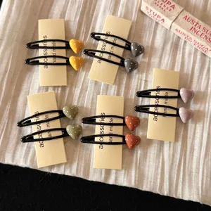 Süße Polka Dot Herz Haarklammern Gemischte Materialien Metall BB-Klammern Süße Bonbonfarbe Seitenpony Haarspangen Täglicher Kopfschmuck Für Mädchen Damen