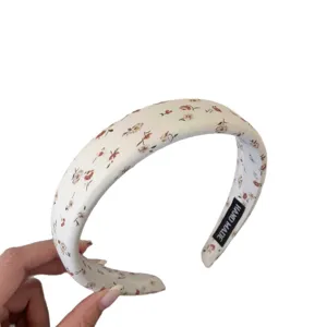 Dulce diadema floral para mujer, elegante cinta de tela ancha con print diario nueva