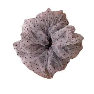 Mesh polka dot scrunchie for women, fluffy sheer hair tie, elegant daily hair accessories