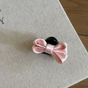 French satin bow hair claw for women elegant hair accessories sweet mini claw clip detail