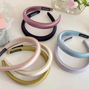 Colorful satin sponge headband, stylish thick padded hair hoop for women and girls daily wear.