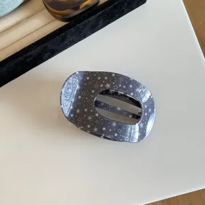 Korean style star plaid hair claw clip, large acetate abalone clip for women sweet hair styling.