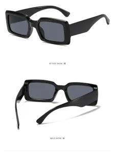 Black thick frame square sunglasses retro vintage fashion trendy eyewear for women and men.