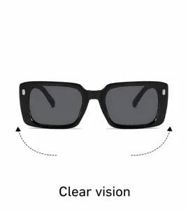 Occhiali da sole quadrati alla moda per donna e uomo, montatura nera con protezione UV.