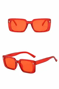 Eleganti occhiali da sole quadrati rossi per uomo e donna, protezione UV di tendenza.