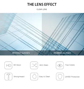 Lentes de gafas transparentes de calidad con visión HD, protección UV400 y diseño antirreflejos.