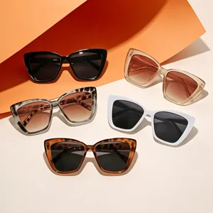 Women Retro Square Cat Eye Sunglasses Oversized Fashion Vintage Sunglasses For Women UV400 Protection Trendy Plastic Frame Outdoor Travel Sun Glasses