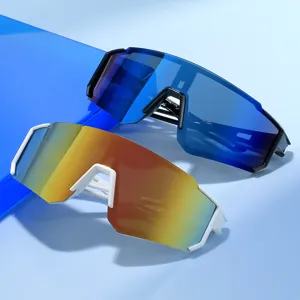 Fashion Sports Cycling Sunglasses Large Frame One-Piece Mirrored Lenses Windproof UV Protection Goggles For Men Women Outdoor Eyewear
