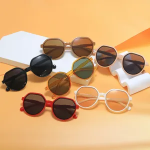 Vintage British Style Polygon Sunglasses For Women Men Fashion UV Protection Sun Glasses Trendy Milk Tea Color Outdoor Shades