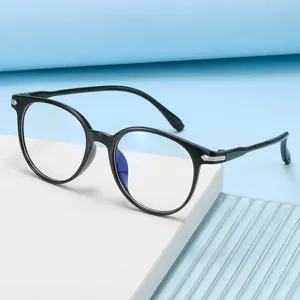 Gafas de luz azul con montura negra estilo coreano retro gafas ópticas transparentes