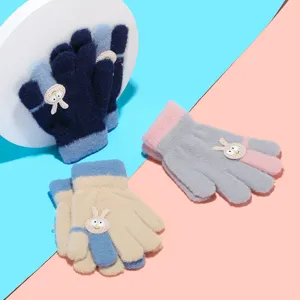Kids cartoon cute knitted gloves winter warm plush gloves for little boys and girls