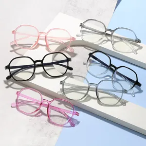 Trendige Polygon Anti-Blaulicht Brillengestelle Für Damen Herren Geometrische Klare Linse Vollrand Optische Brillengestelle Für Computer