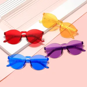 Mode Lunettes de Soleil Sans Monture Monobloc Hommes Femmes Y2K Protection UV Verres Clairs Lunettes Fête Voyage