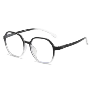Modische polygonale Blaulichtfilter Brille mit Farbverlauf fuer den taeglichen Einsatz.