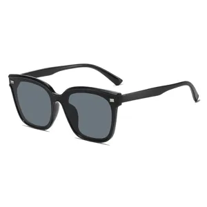 Fashion black square sunglasses for women, stylish oversized UV protection sun glasses eyewear.