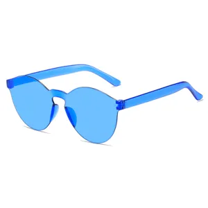 Lunettes de soleil sans monture transparentes bleues mode tendance protection UV