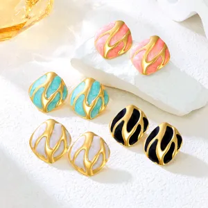 Minimalistisch Edelstahl Unregelmäßig Geometrisch Öltropfen Ohrstecker Für Damen Chic Mode Metall Schmuck Geschenk