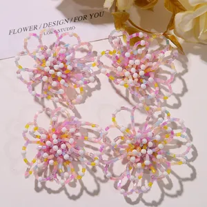 Sweet Beaded Hollow Flower DIY Accessories Glass Seed Beads For Earring Hair Clip Brooch Shoe Flower Decor