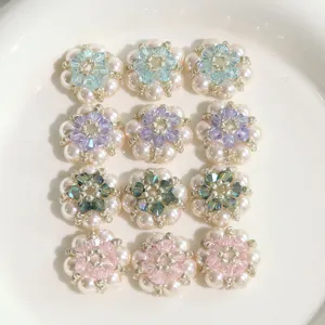 Französischer Leichter Luxus Künstliche Perle Kristall Blume DIY Zubehör Süße Ohrringe Haarschmuck Schuhblume Teile