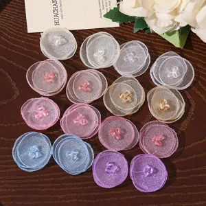 DIY mesh fabric flower petals accessories with crystal beads for handmade hair clips.
