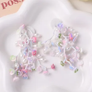 Exquisite beaded floral pearl fringe DIY accessories, sweet fairy style decorative items.