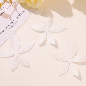 French vintage white lace embroidered flower DIY accessories for chic vacation earrings crafts.