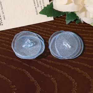 Blue mesh fabric flower petal DIY hair accessory material crystal decorative buttons