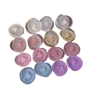 Cute mesh flower petals with crystal beads for DIY handmade hair clips and apparel accessories.