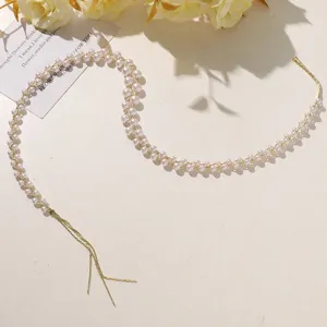 Franse dubbellaagse parelketting DIY zoete veelzijdige haaraccessoire detailweergave