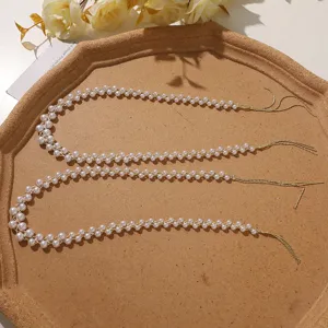 Dubbele kunstmatige parelketting DIY haaraccessoire delicate gouden kwast Hanfu detail