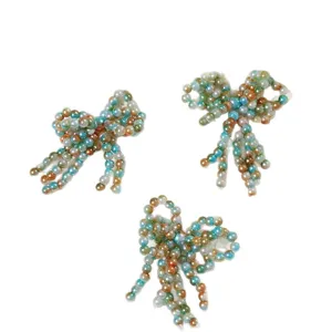Handcrafted beaded crystal bow patch tassel DIY accessories for phone case shoes decoration