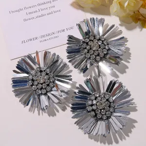 Zilveren strass pailletten zonnebloem schoenbedels DIY handgemaakte accessoires voor klompen broches