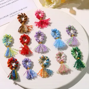 Stile etnico mini nappa in cotone intrecciata a mano ciondolo DIY accessori per gioielli vista dettagli