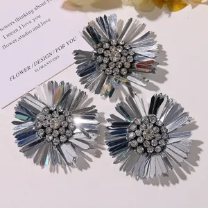 Zilveren pailletten strass madeliefje zonnebloem schoen bedels DIY broche accessoires